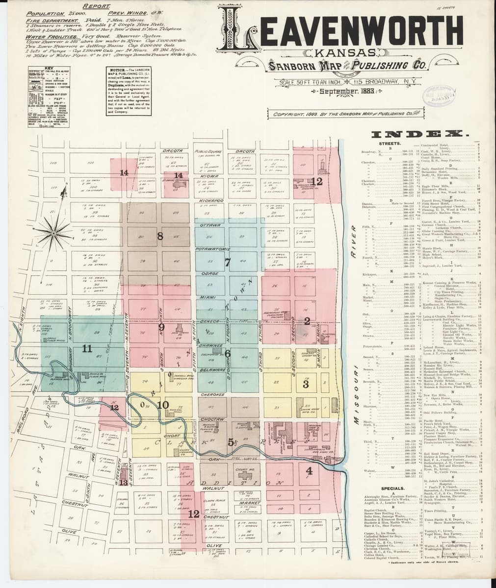 Leavenworth, Kansas - 1883 Sanborn Map