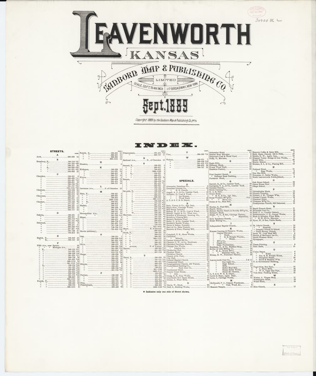 Leavenworth, Kansas - 1889 Sanborn Map