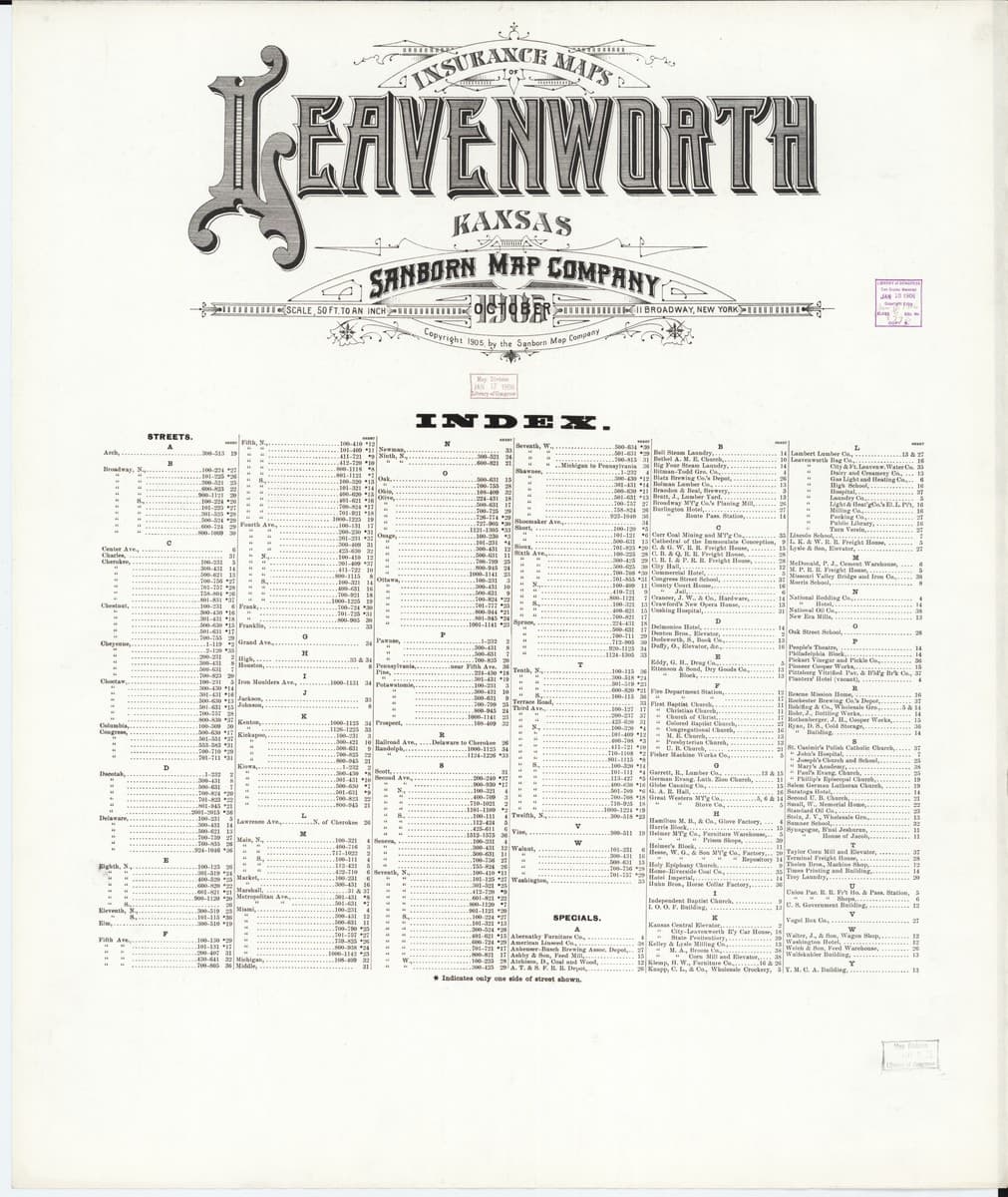 Leavenworth, Kansas - 1905 Sanborn Map