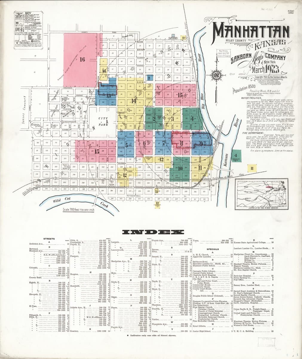 Manhattan, Kansas - 1923 Sanborn Map