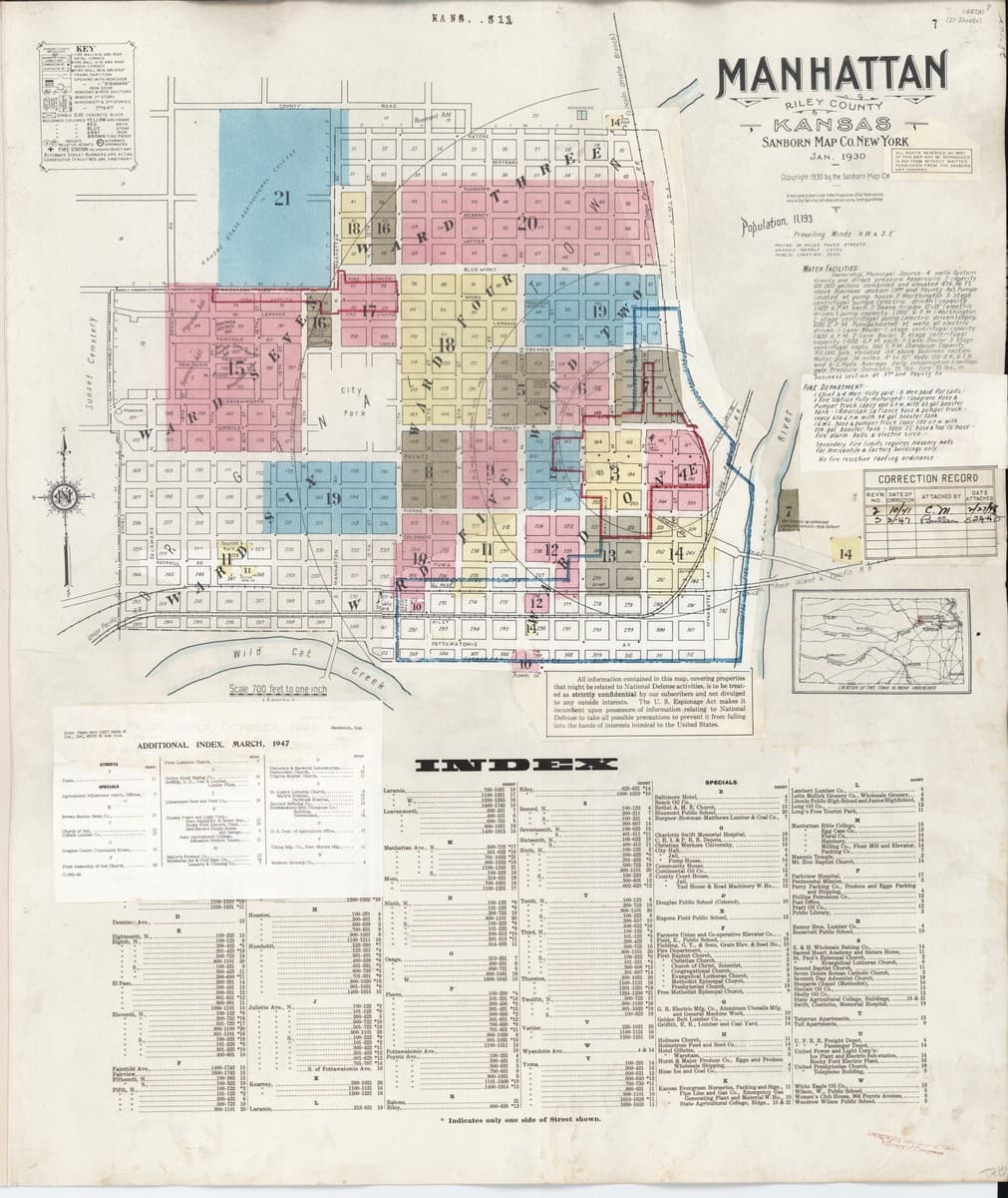 Manhattan, Kansas - 1930 Sanborn Map