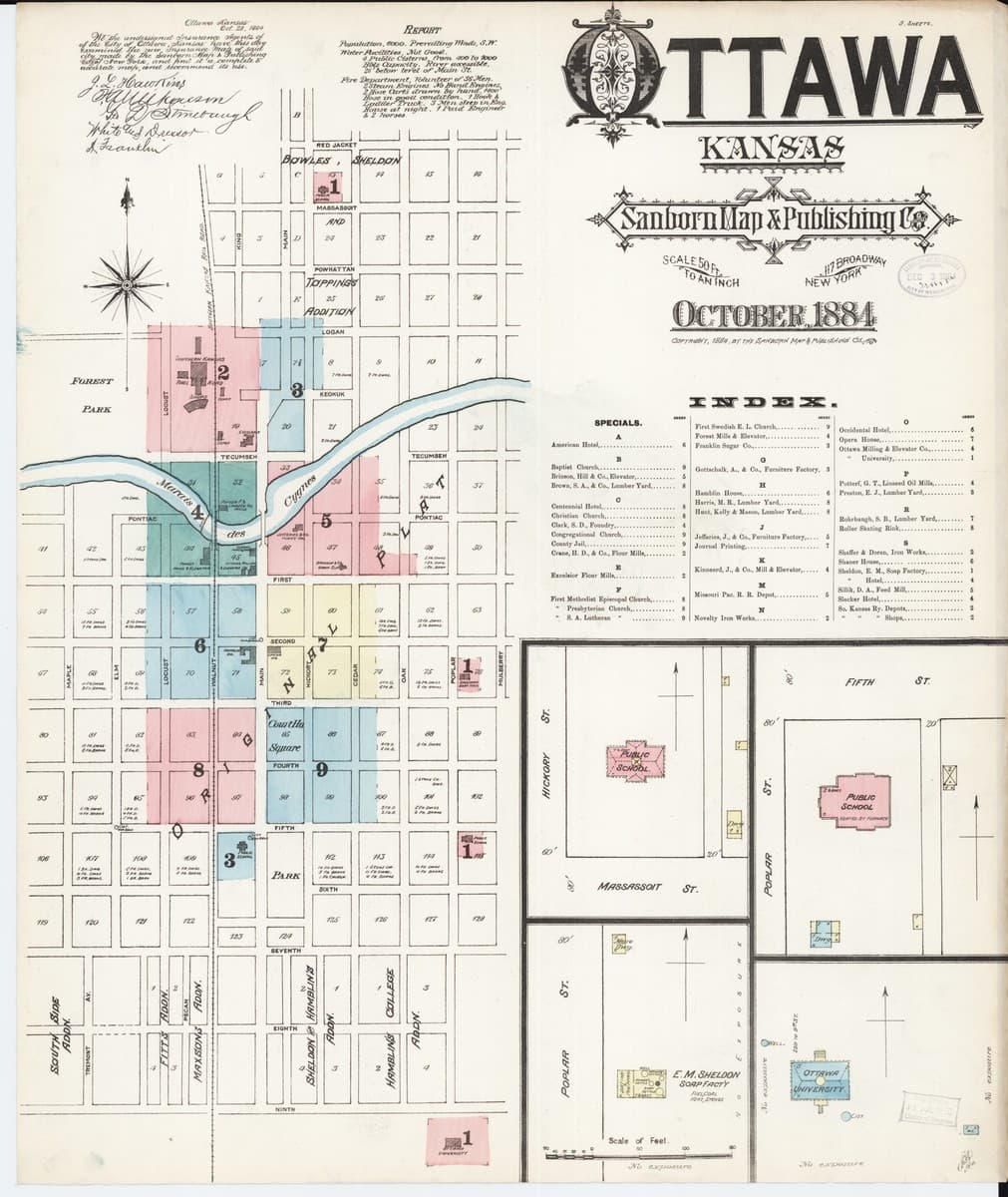 Ottawa, Kansas - 1884 Sanborn Map