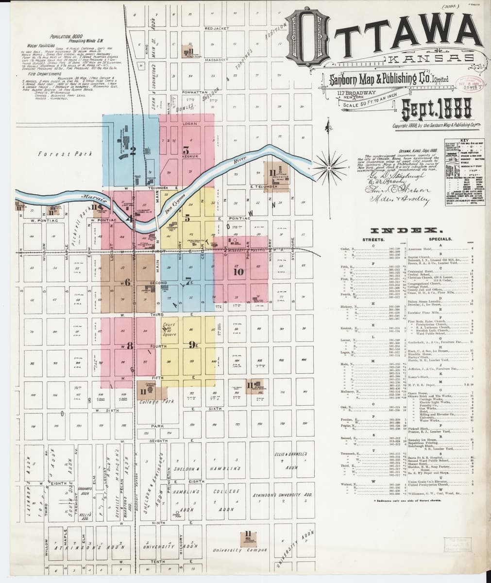 Ottawa, Kansas - 1888 Sanborn Map