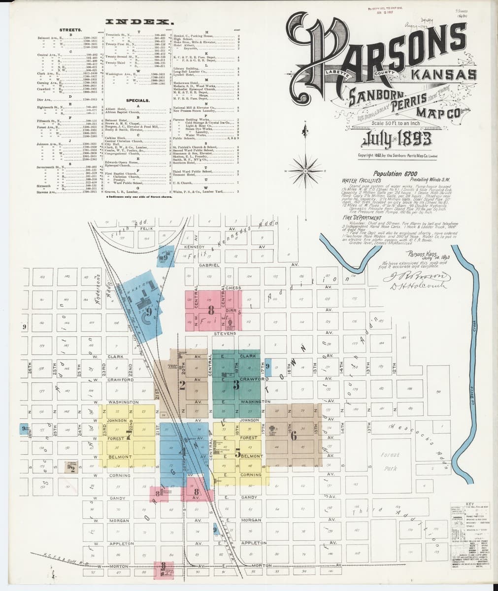 Parsons, Kansas - 1893 Sanborn Map