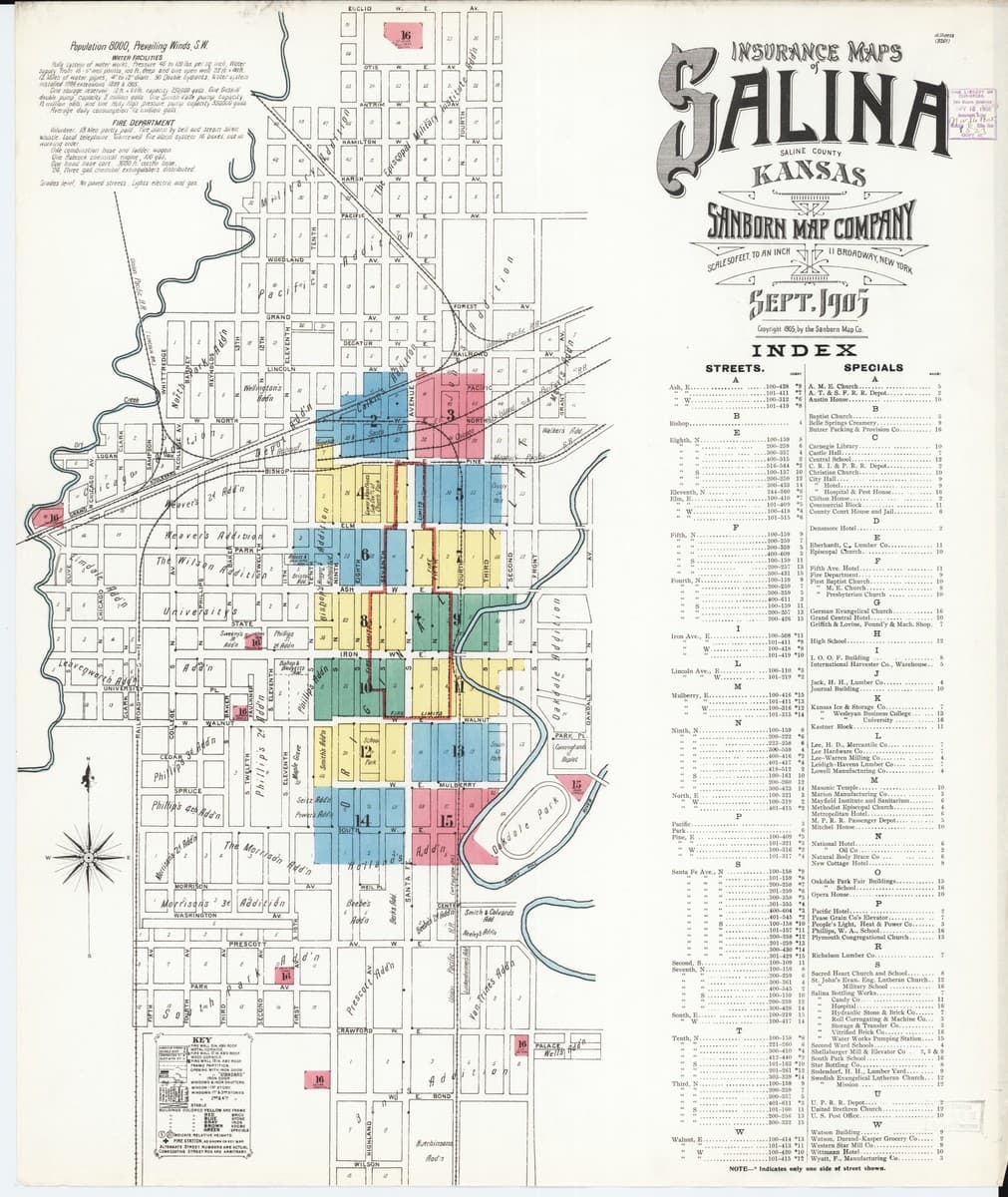 Salina, Kansas - 1905 Sanborn Map