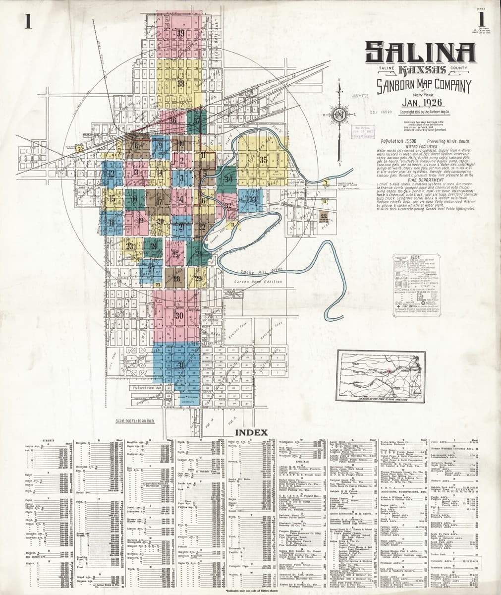 Salina, Kansas - 1926 Sanborn Map