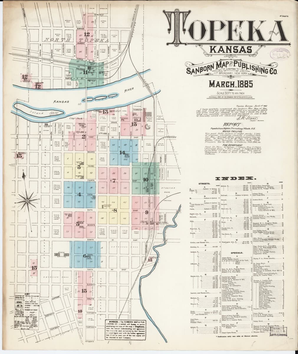 Topeka, Kansas - 1885 Sanborn Map