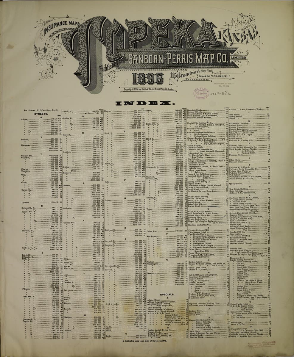 Topeka, Kansas - 1896 Sanborn Map