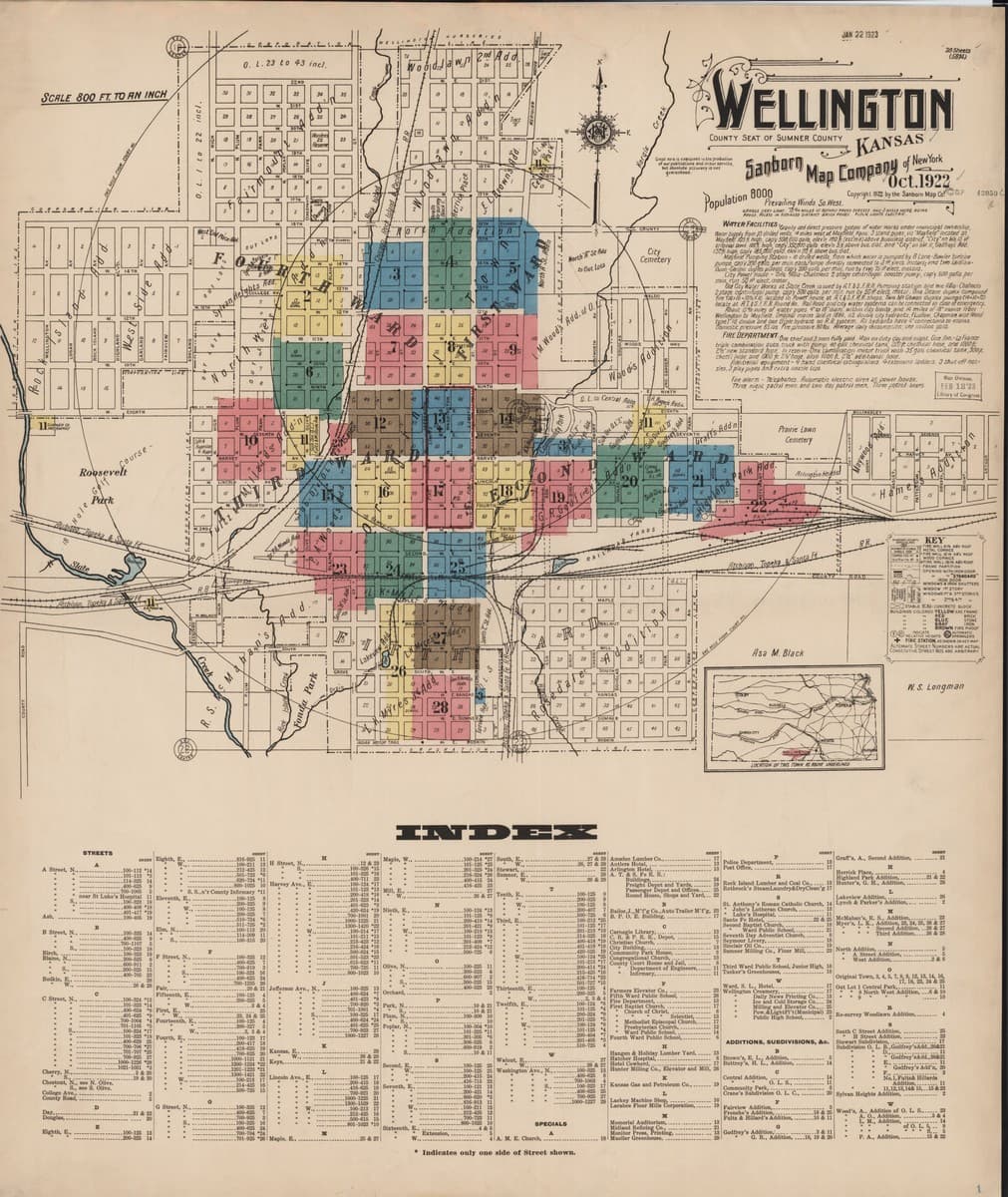 Wellington, Kansas - 1922 Sanborn Map