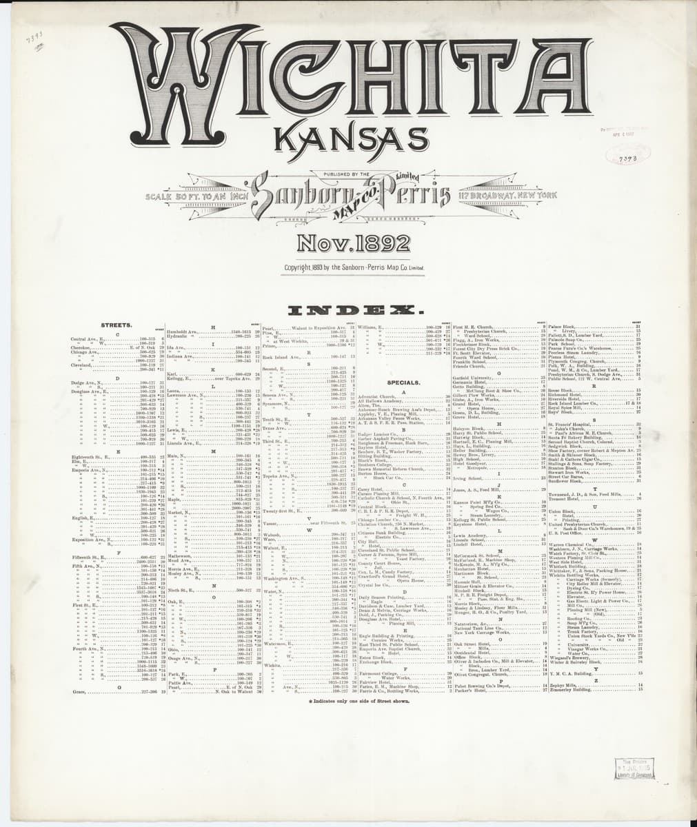Wichita, Kansas - 1892 Sanborn Map