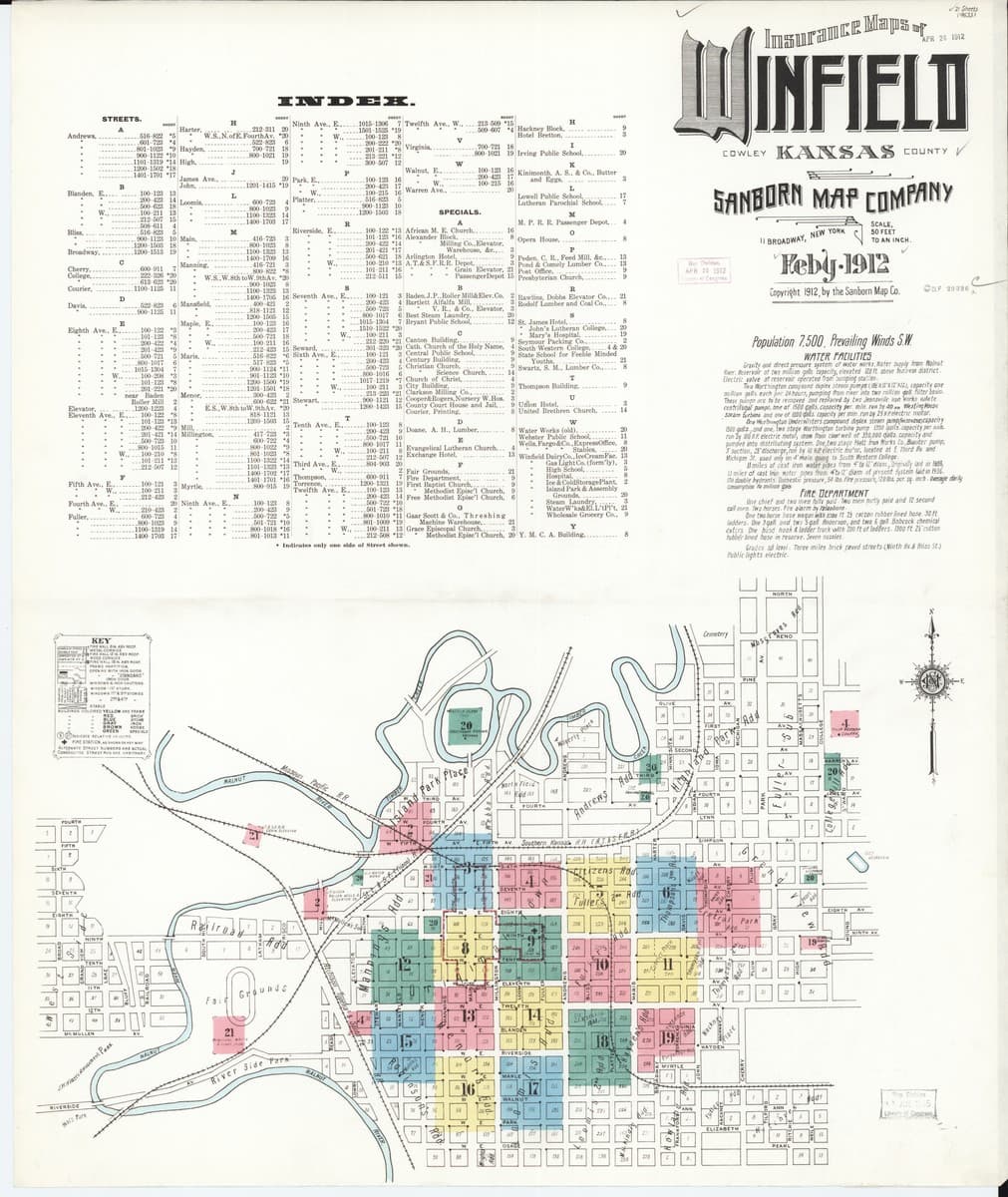 Winfield, Kansas - 1912 Sanborn Map