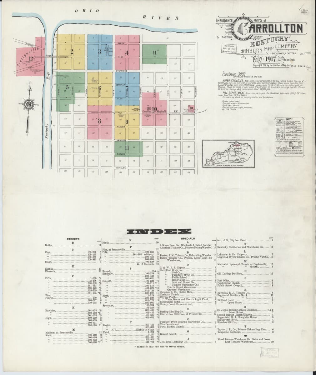 Carrollton, Kentucky - 1917 Sanborn Map