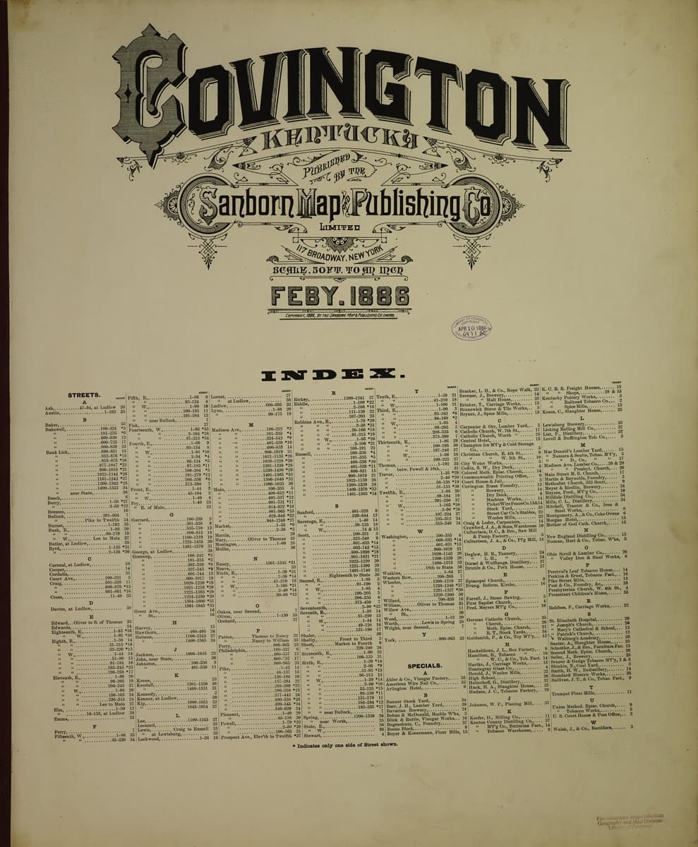 Framed print of Covington, Kentucky (1886)