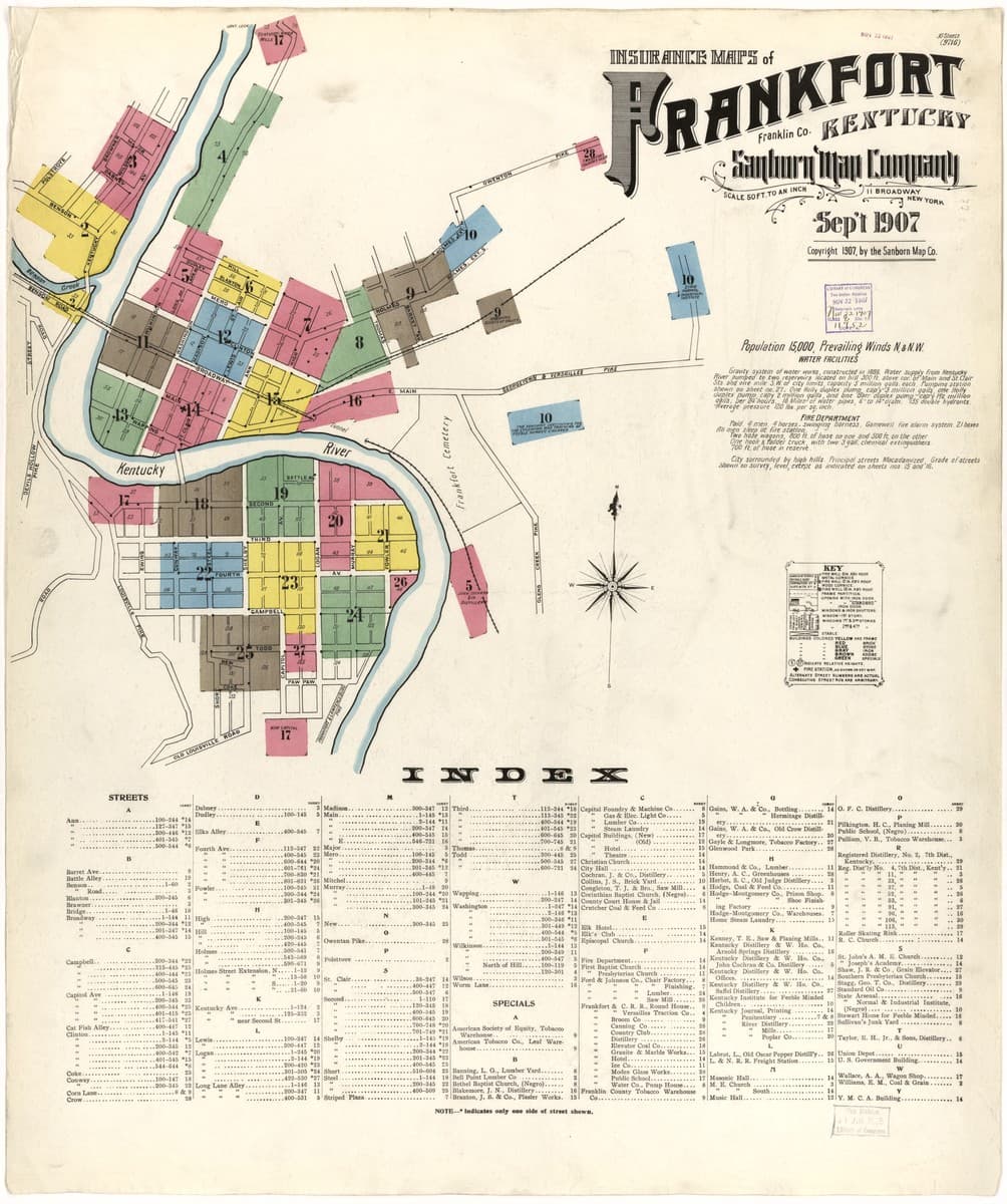 Frankfort, Kentucky - 1907 Sanborn Map