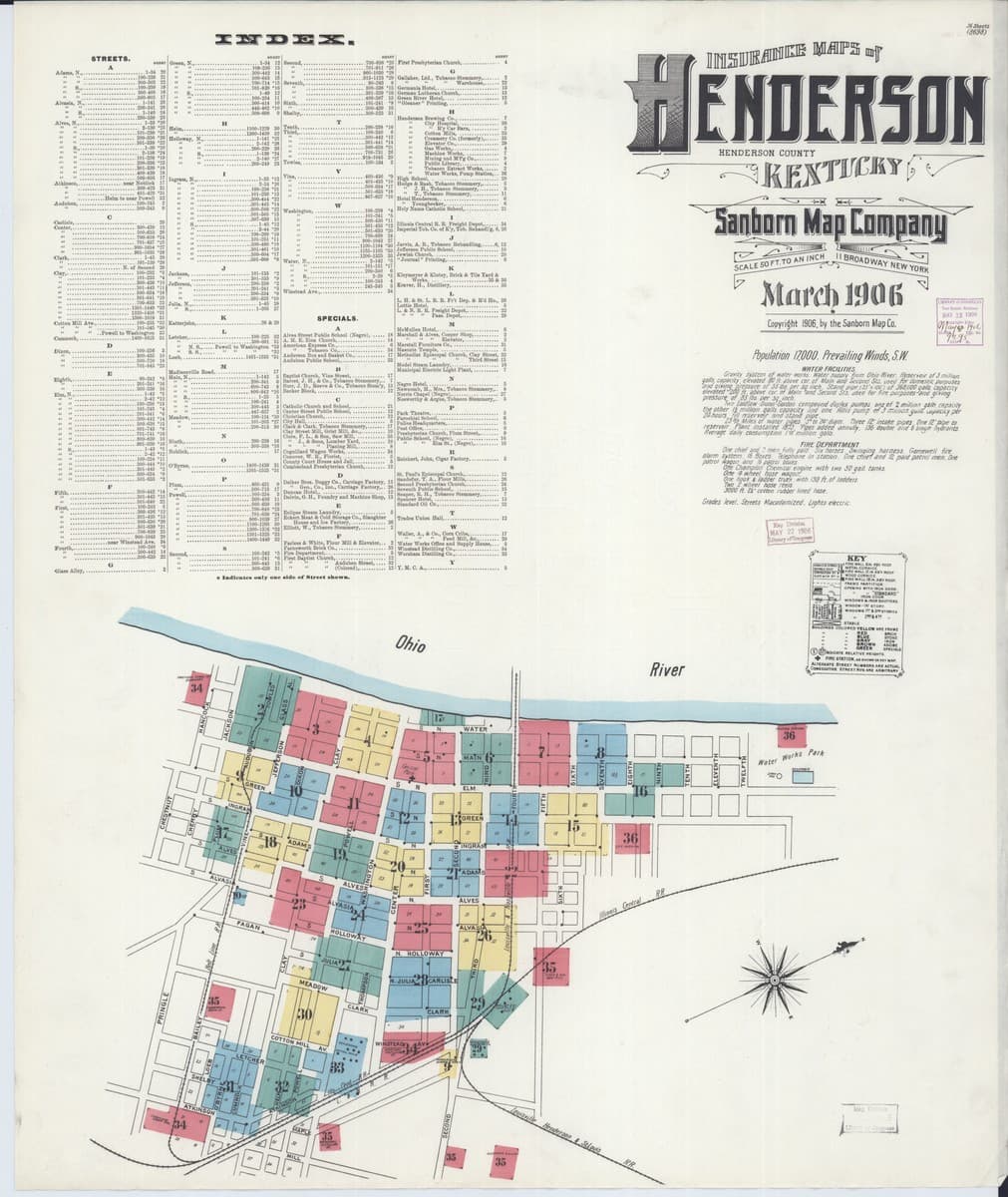Henderson, Kentucky - 1906 Sanborn Map