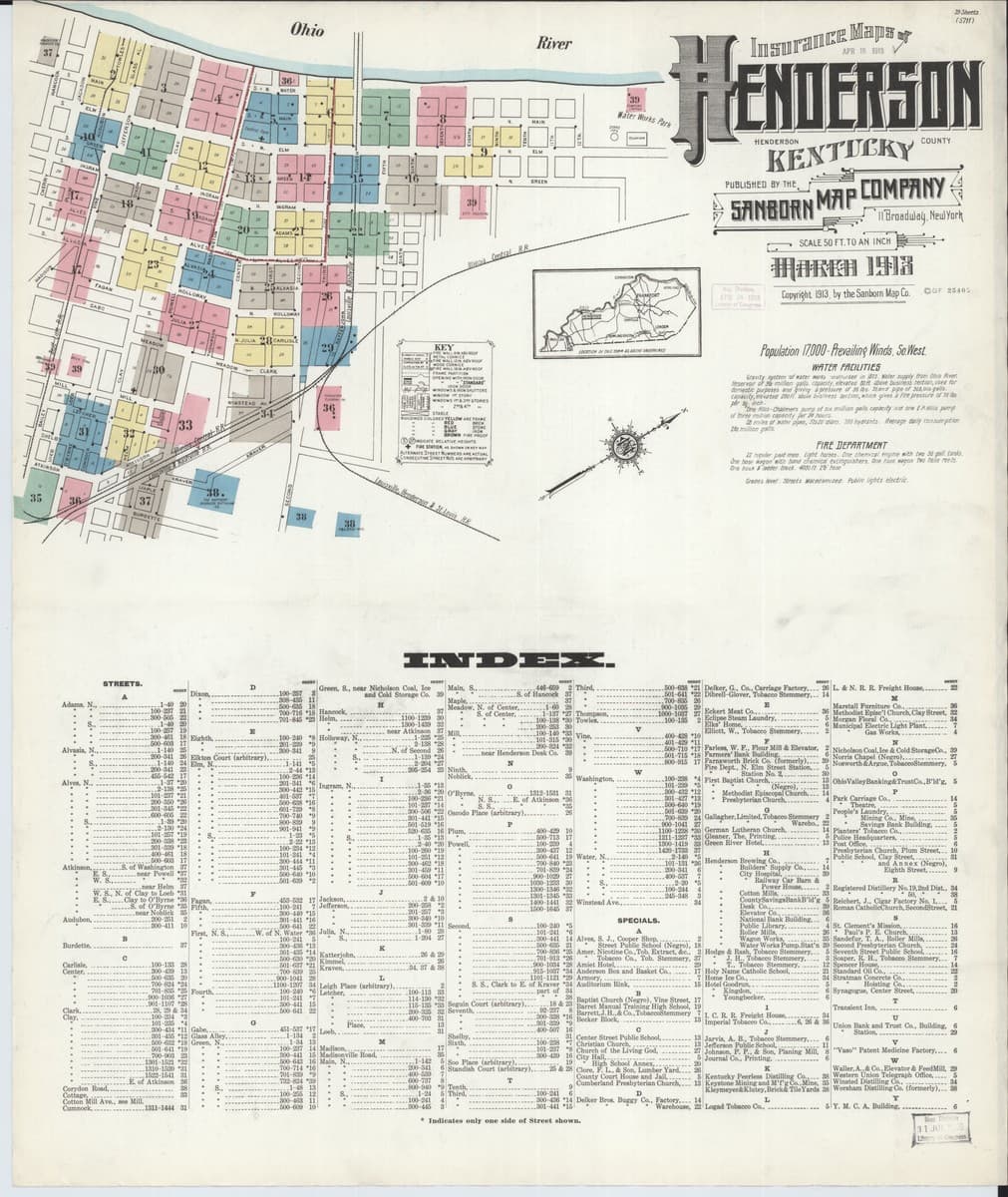 Henderson, Kentucky - 1913 Sanborn Map