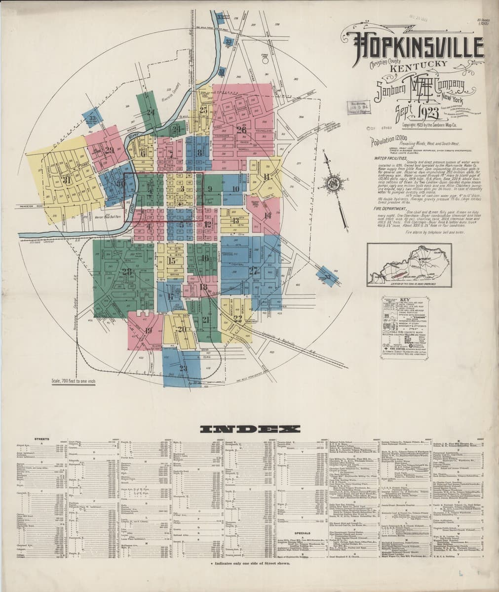 Hopkinsville, Kentucky - 1923 Sanborn Map
