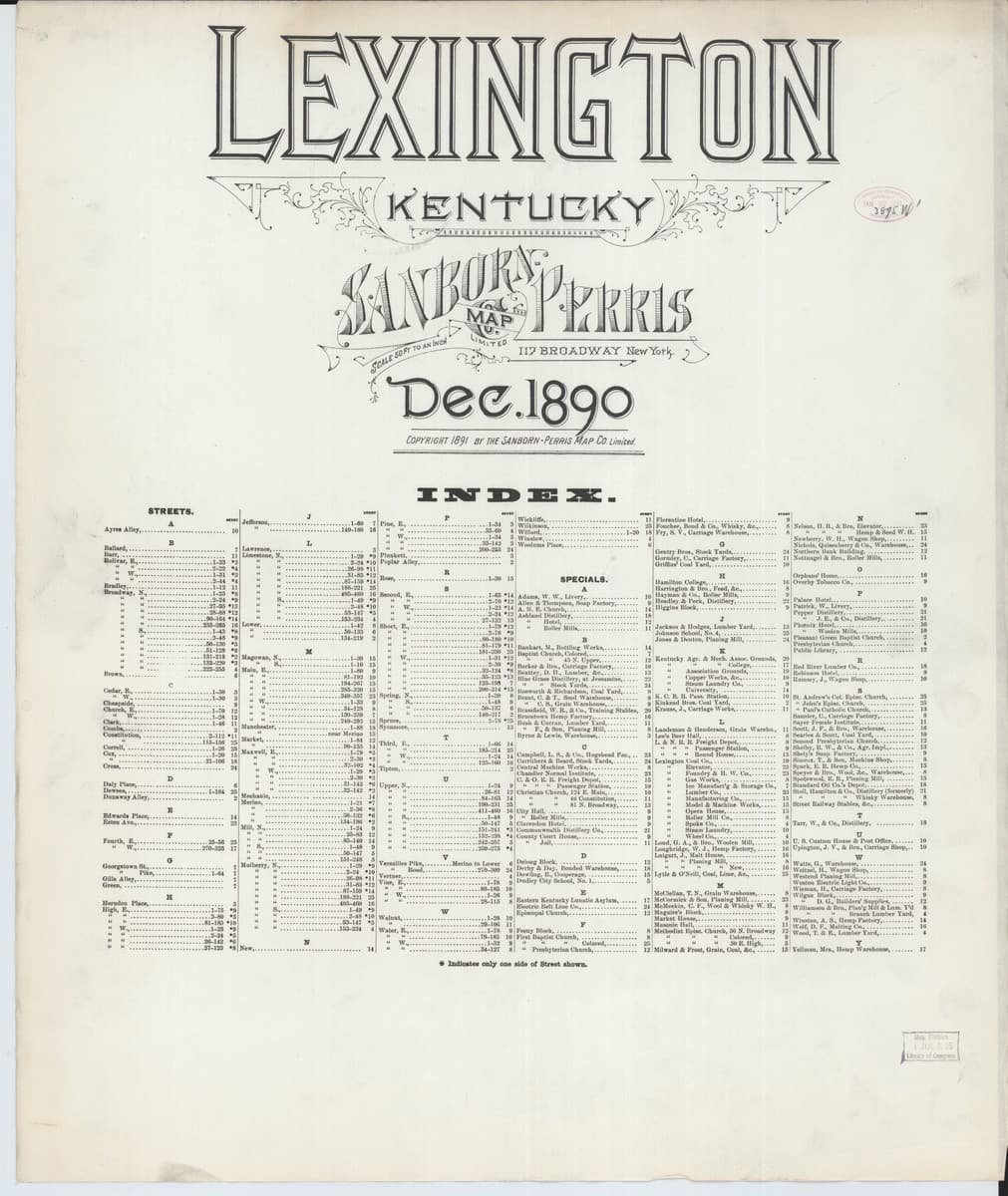 Lexington, Kentucky - 1890 Sanborn Map