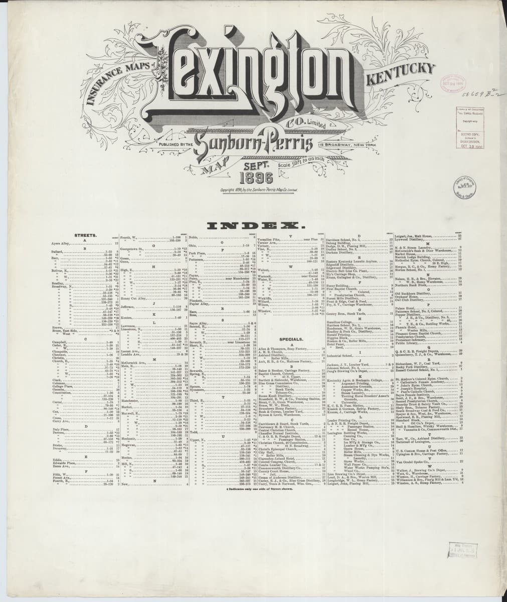 Lexington, Kentucky - 1896 Sanborn Map