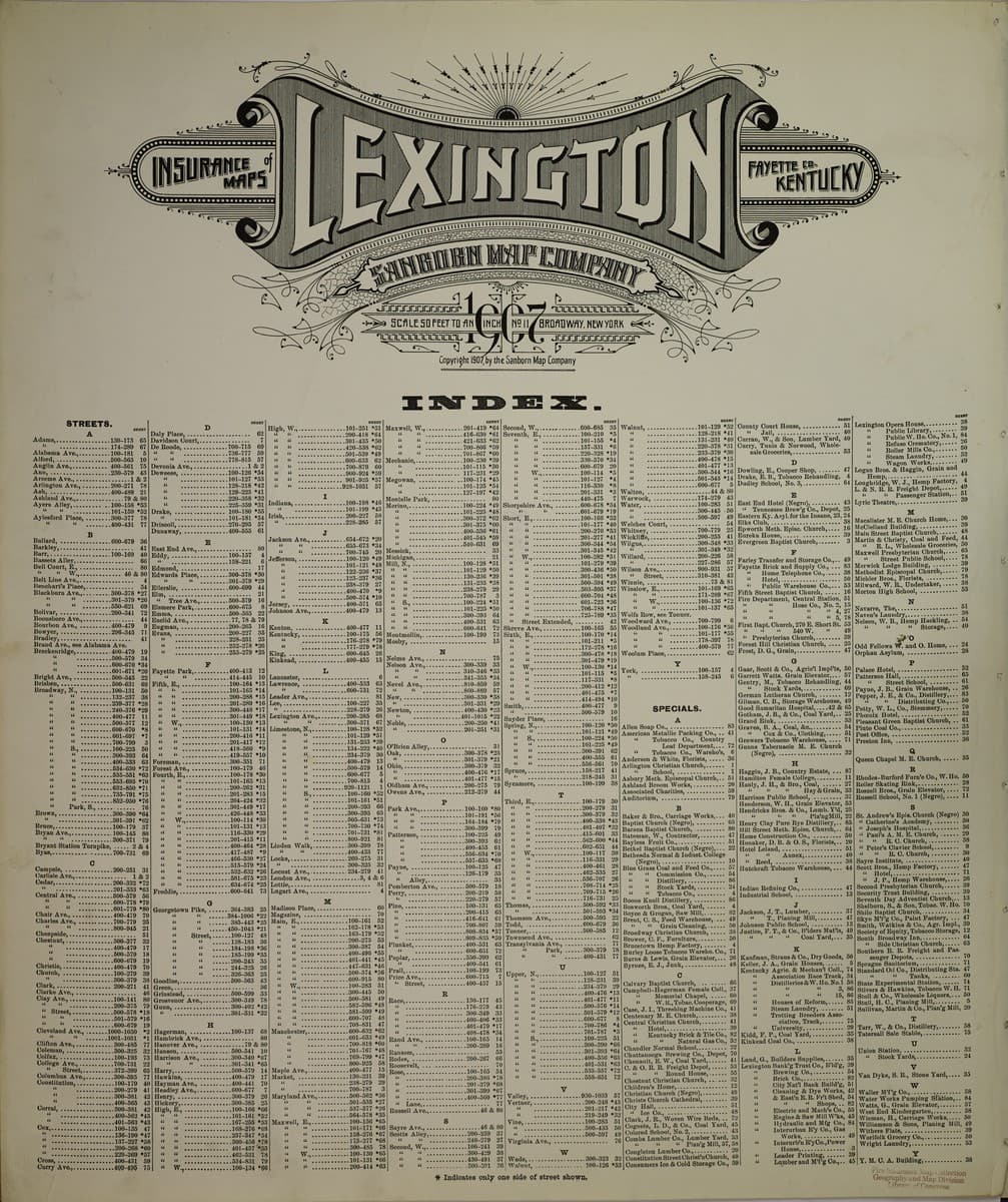 Lexington, Kentucky - 1907 Sanborn Map