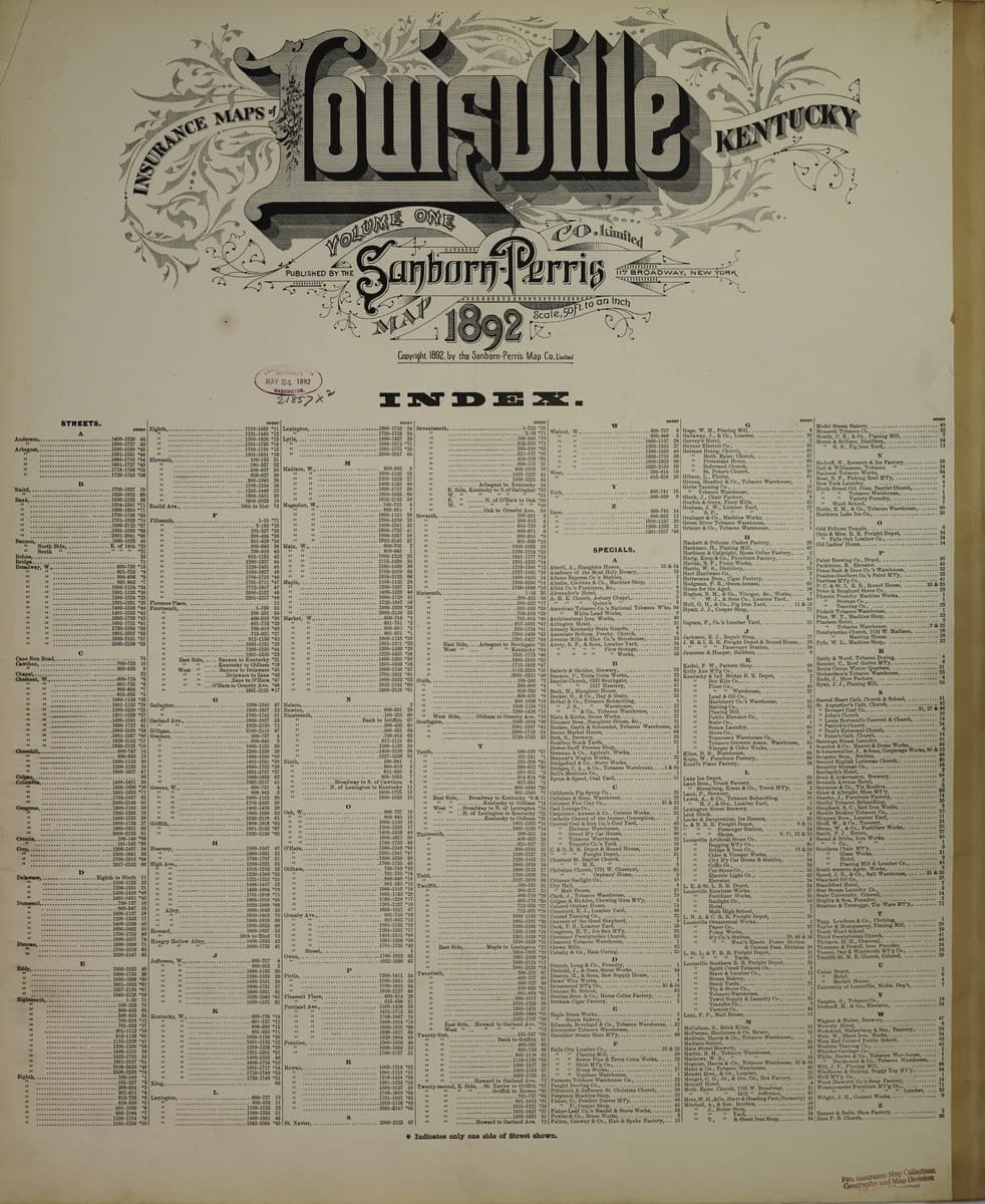 Louisville, Kentucky - 1892 Sanborn Map