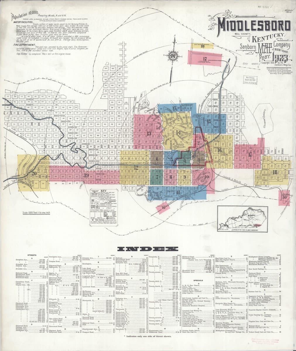 Middlesboro, Kentucky - 1923 Sanborn Map