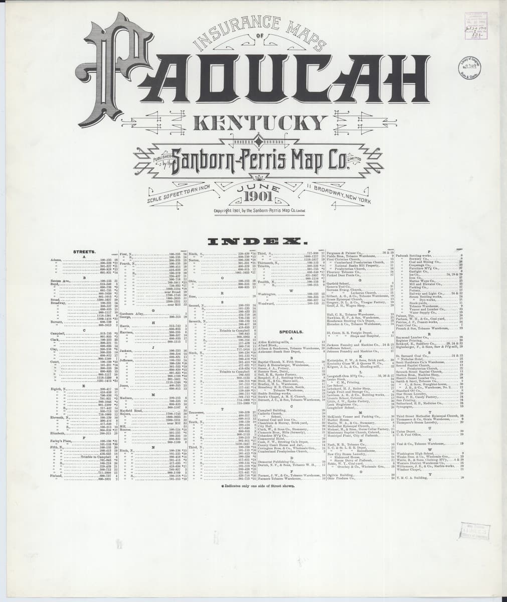 Paducah, Kentucky - 1901 Sanborn Map