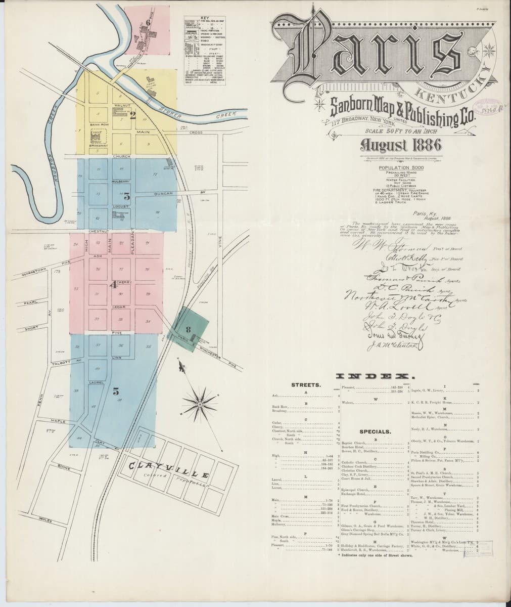 Paris, Kentucky - 1886 Sanborn Map