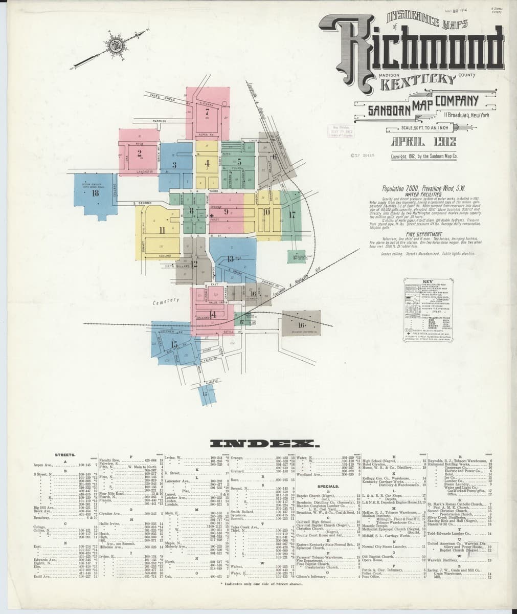 Richmond, Kentucky - 1912 Sanborn Map