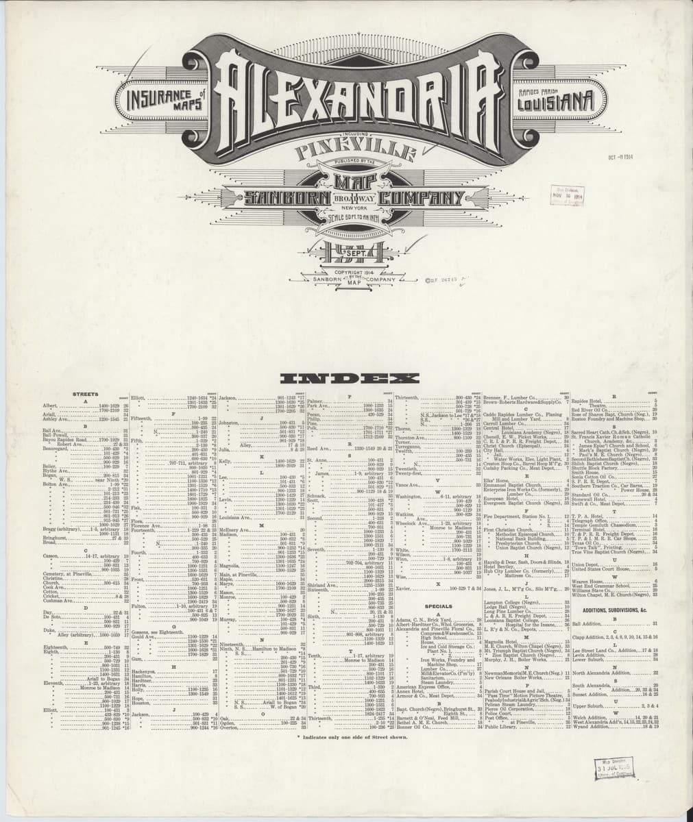 Alexandria, Louisiana - 1914 Sanborn Map
