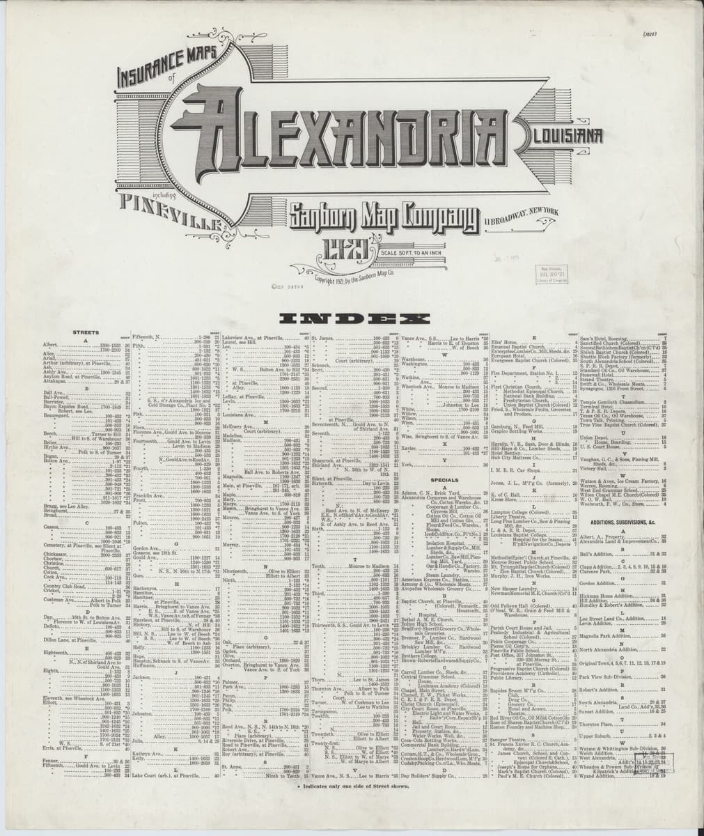 Alexandria, Louisiana - 1921 Sanborn Map