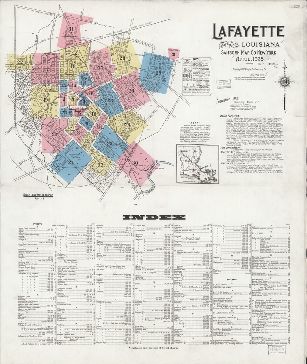 Lafayette, Louisiana - 1928 Sanborn Map