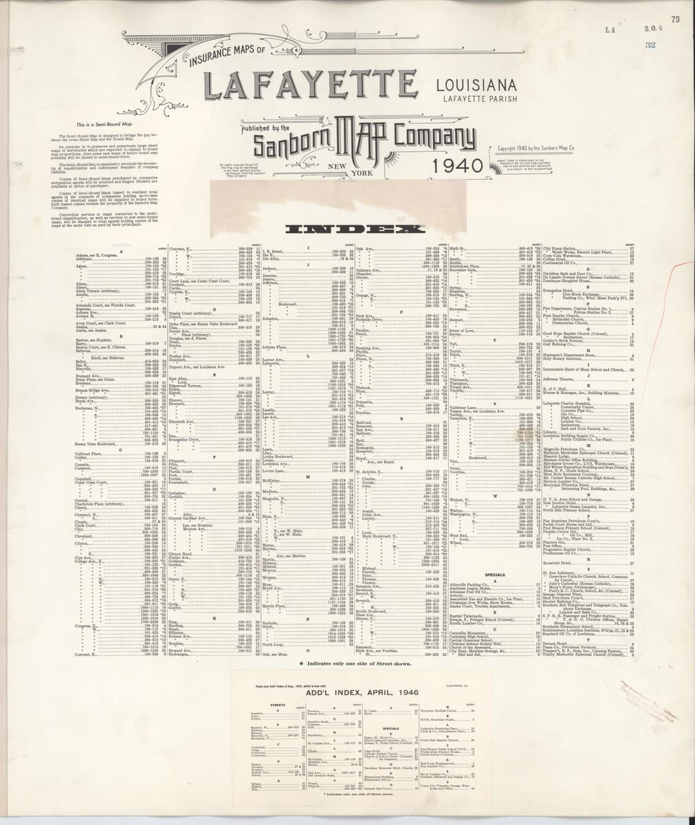 Lafayette, Louisiana - 1940 Sanborn Map