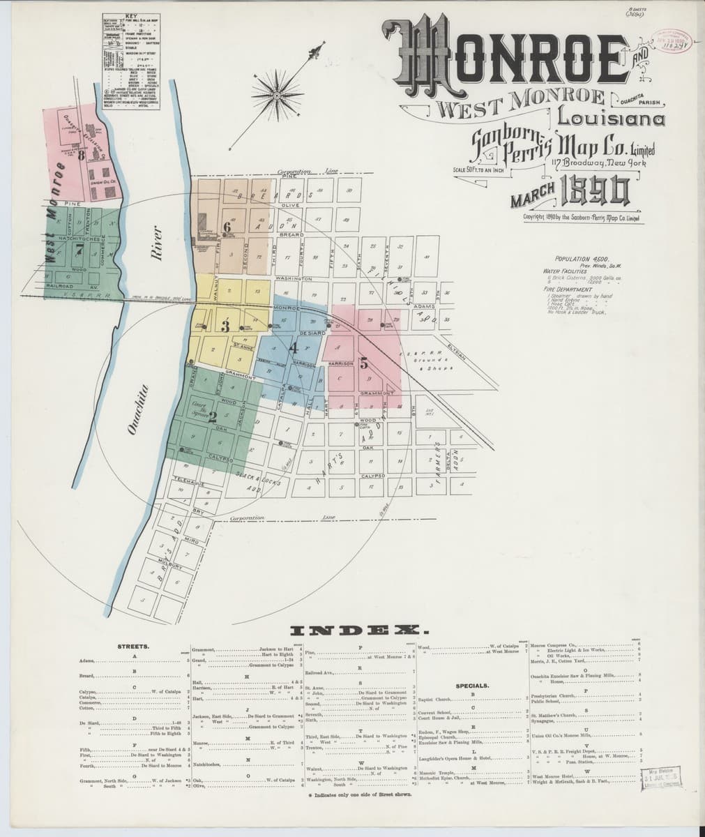 Monroe, Louisiana - 1890 Sanborn Map