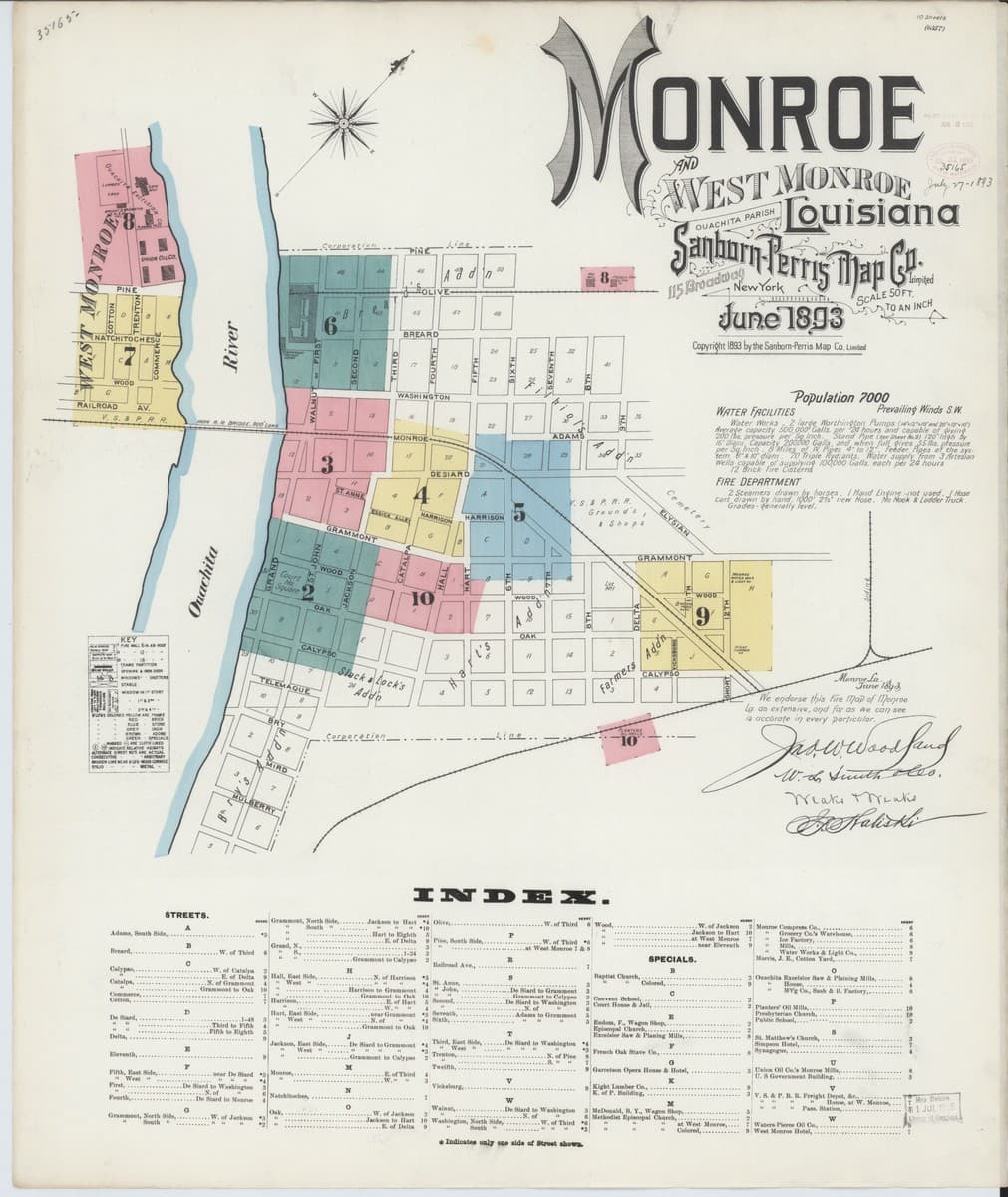 Monroe, Louisiana - 1893 Sanborn Map