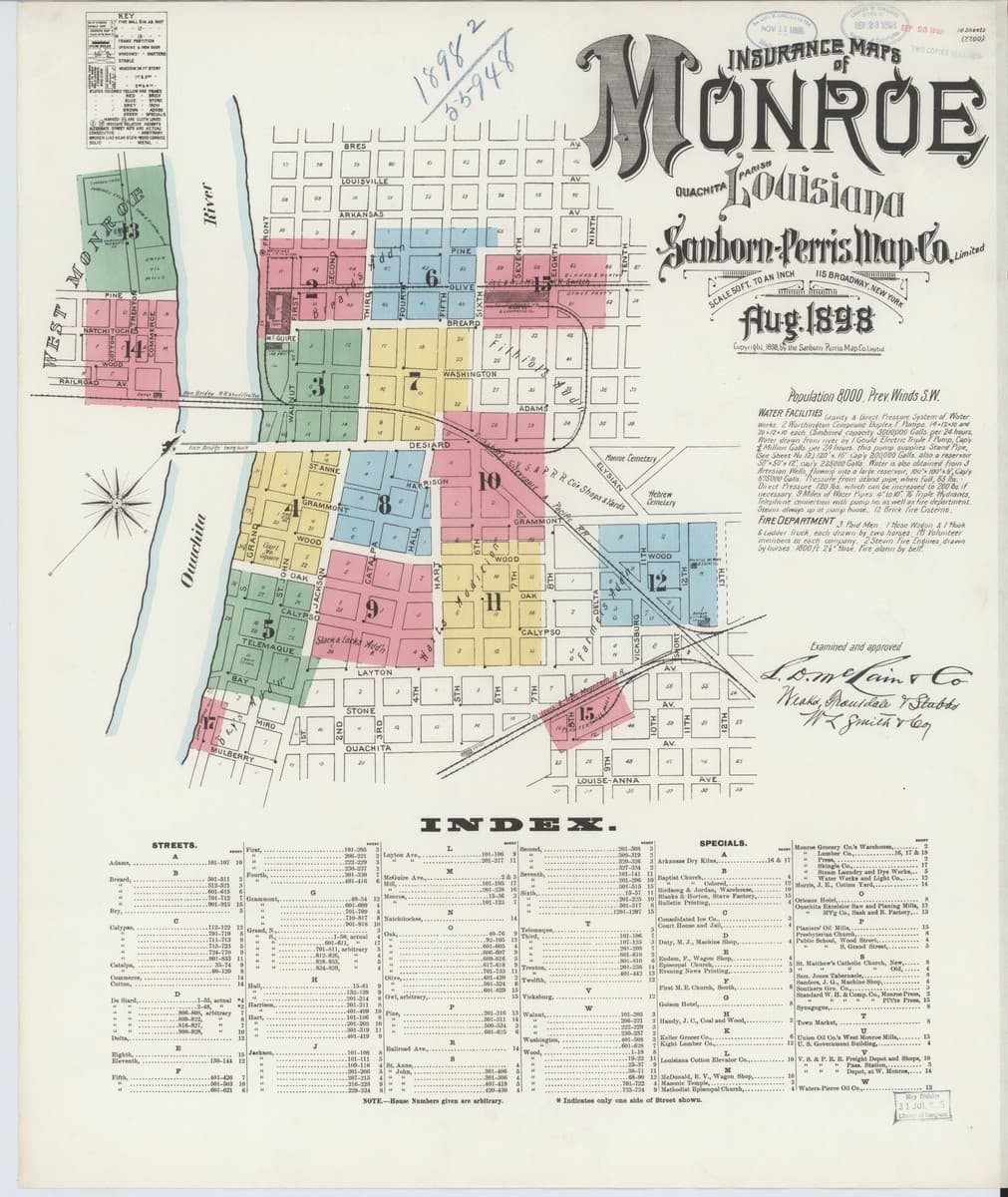 Monroe, Louisiana - 1898 Sanborn Map