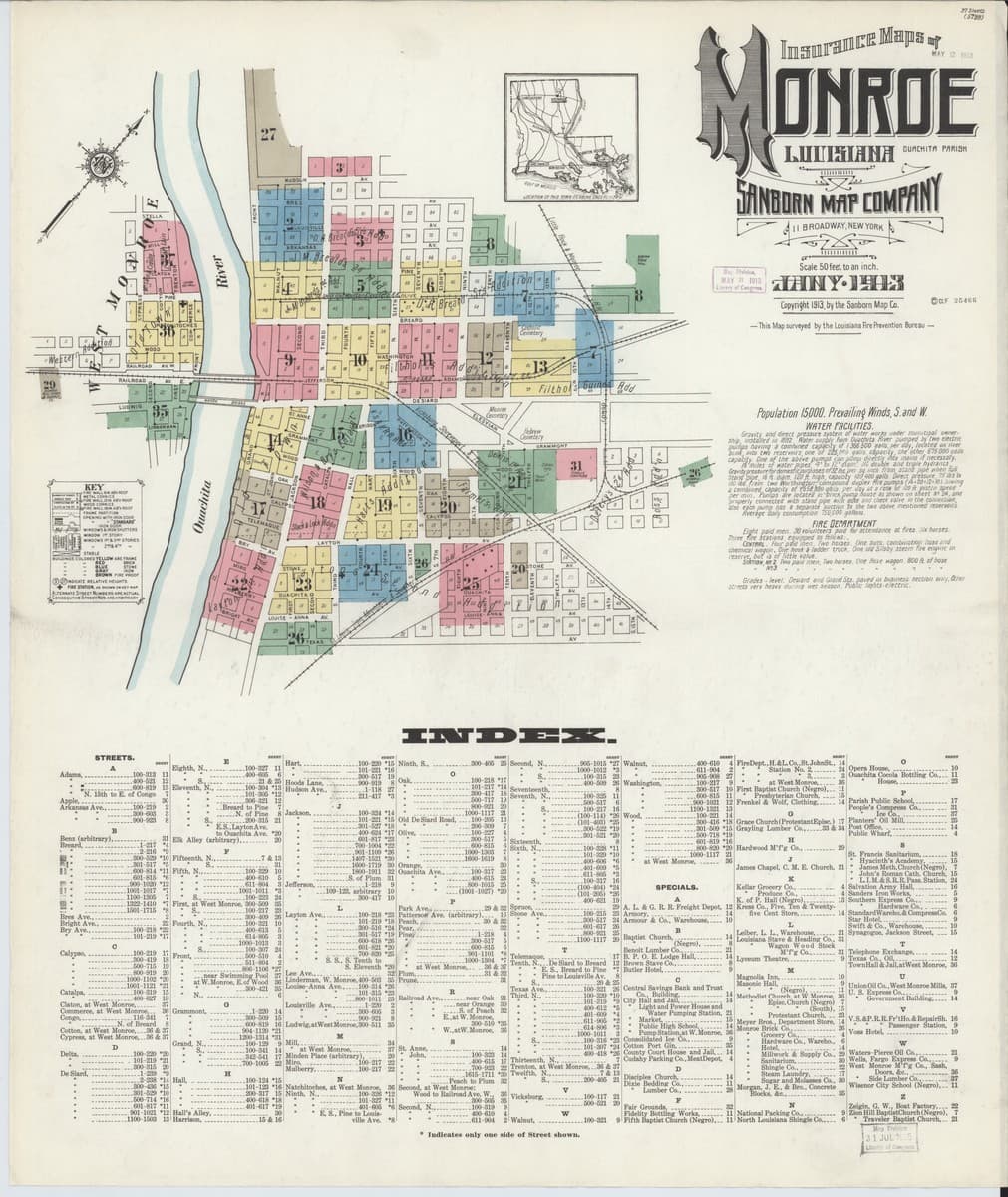 Monroe, Louisiana - 1913 Sanborn Map