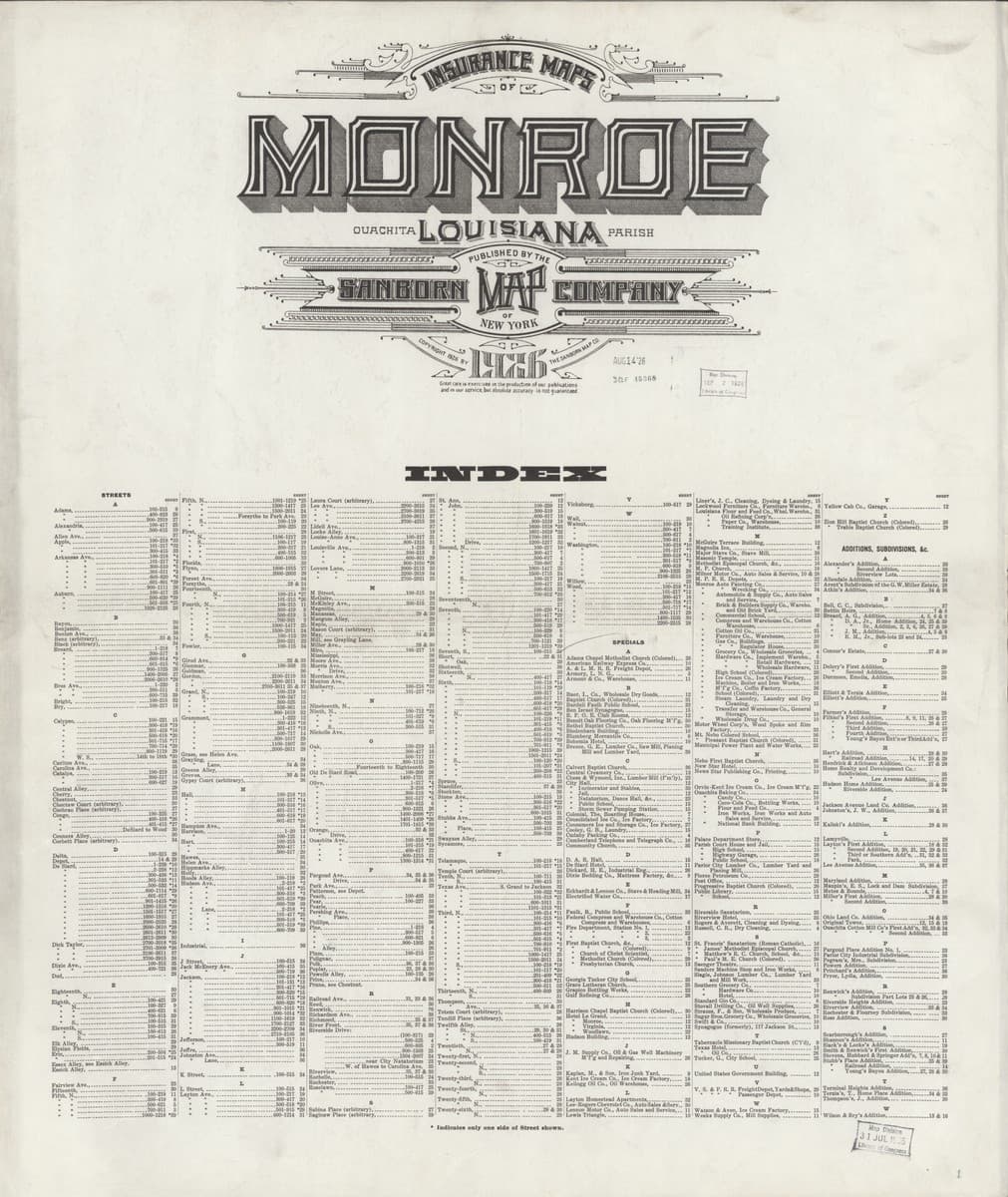 Monroe, Louisiana - 1926 Sanborn Map