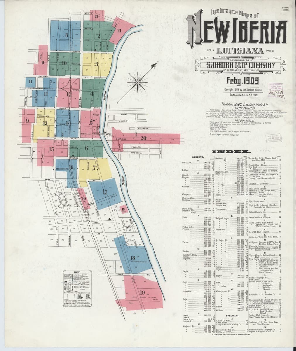 New Iberia, Louisiana - 1909 Sanborn Map