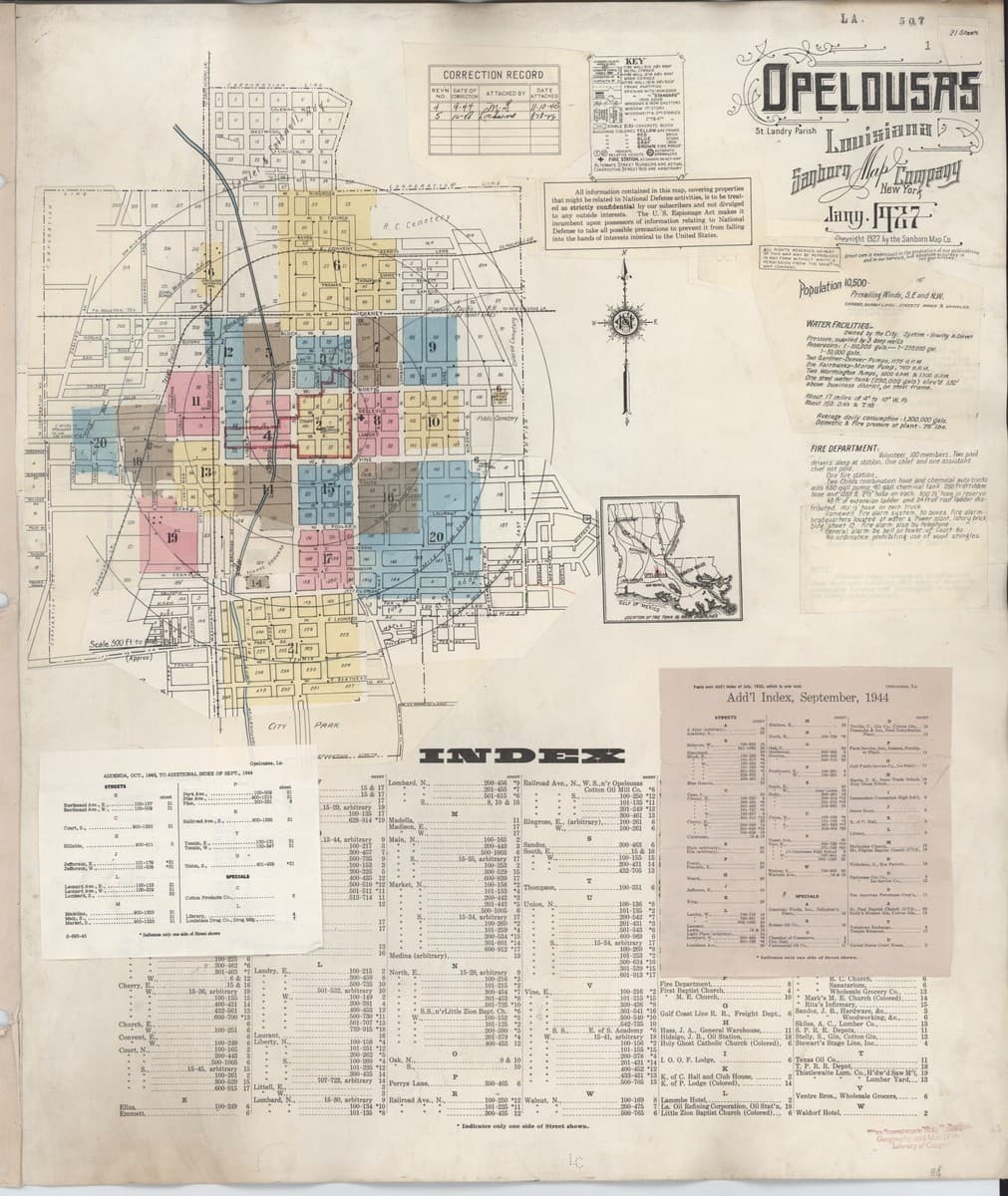 Opelousas, Louisiana - 1927 Sanborn Map