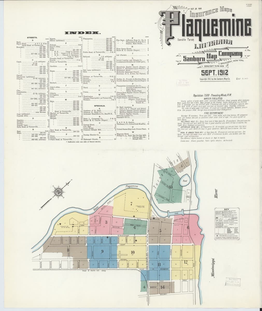 Plaquemine, Louisiana - 1912 Sanborn Map