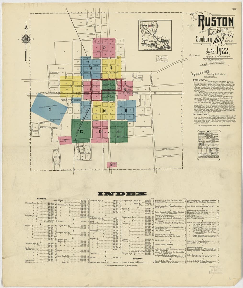 Ruston, Louisiana - 1922 Sanborn Map