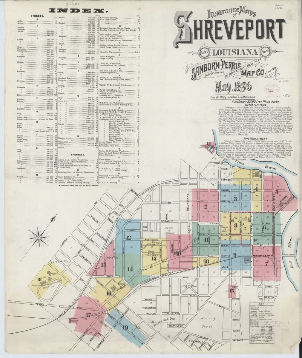 Shreveport, Louisiana - 1896 Sanborn Map