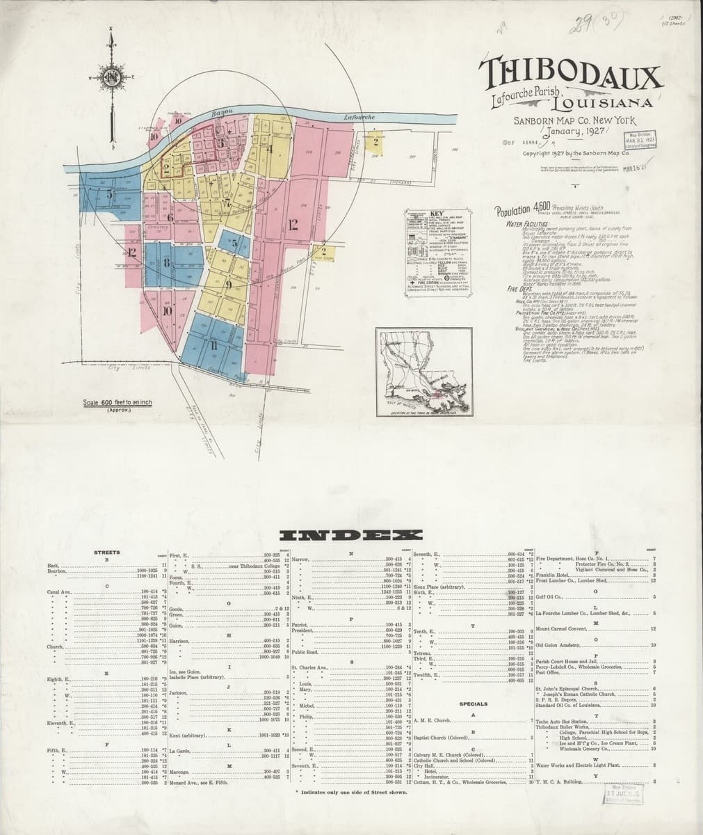 Thibodaux, Louisiana - 1927 Sanborn Map