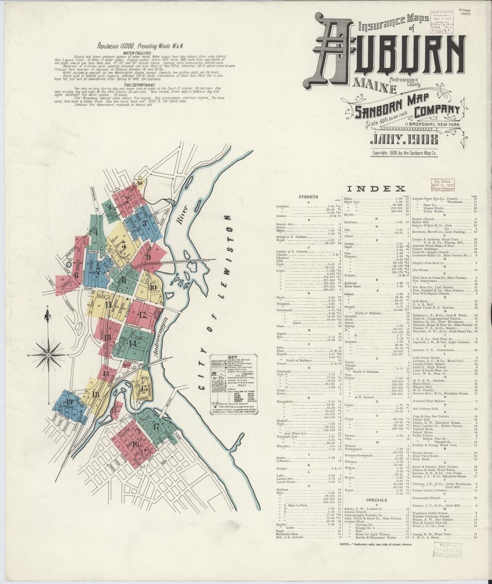 Auburn, Maine - 1908 Sanborn Map