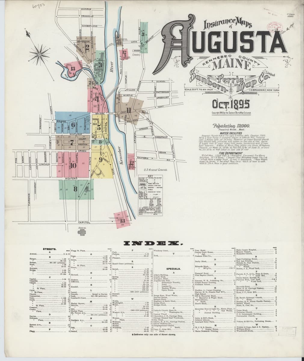 Augusta, Maine - 1895 Sanborn Map