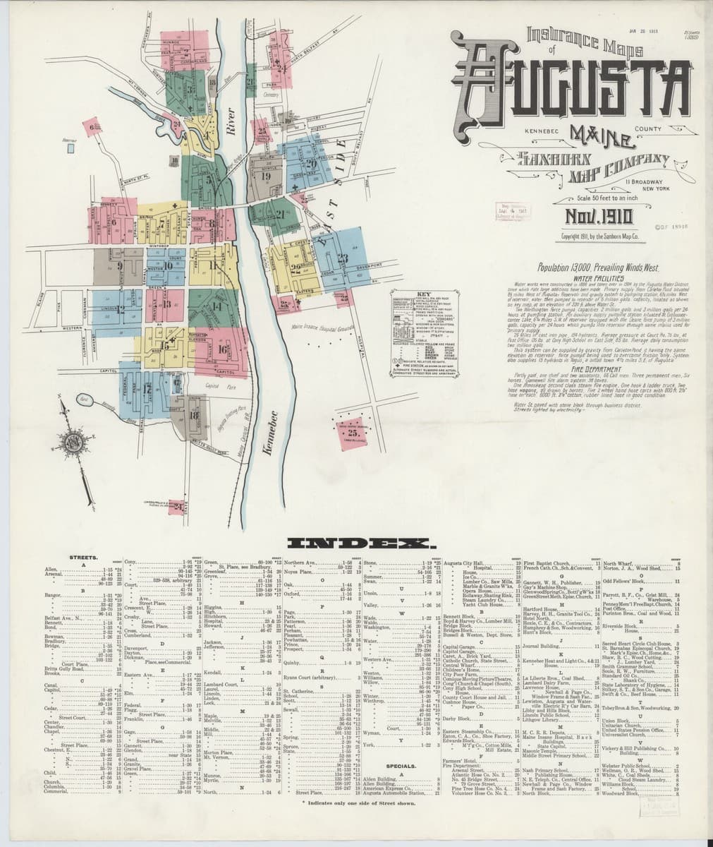 Augusta, Maine - 1910 Sanborn Map
