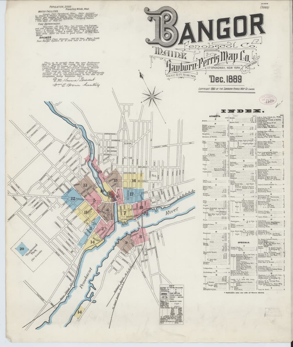 Bangor, Maine - 1889 Sanborn Map