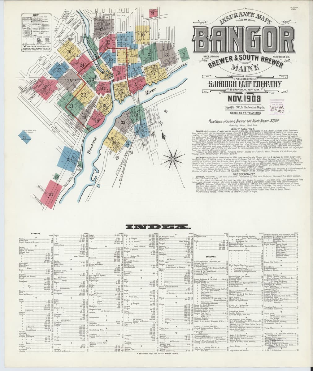 Bangor, Maine - 1908 Sanborn Map