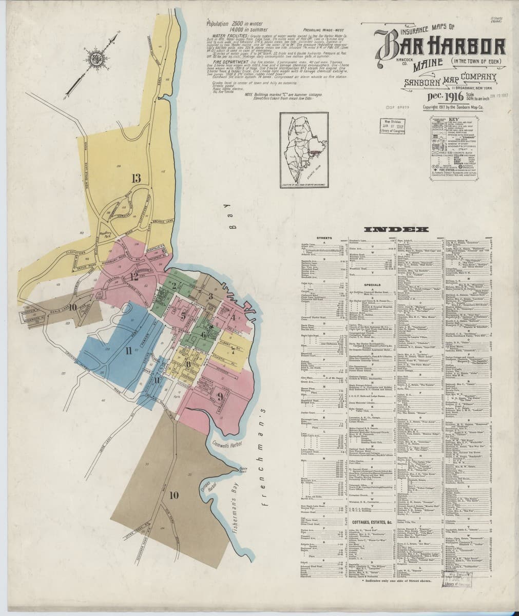 Bar Harbor, Maine - 1916 Sanborn Map
